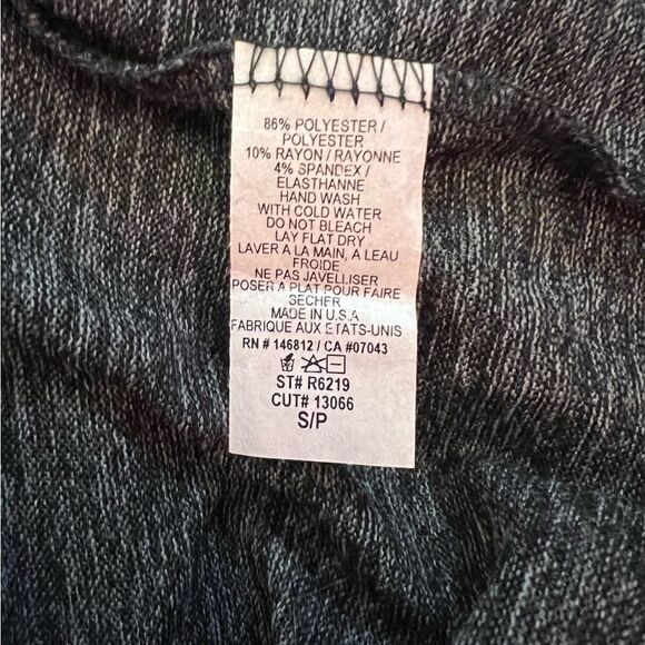 CAUTION TO THE WIND Dark Heather Grey Cold Shoulder Soft High Neck Top S - Picture 5 of 8